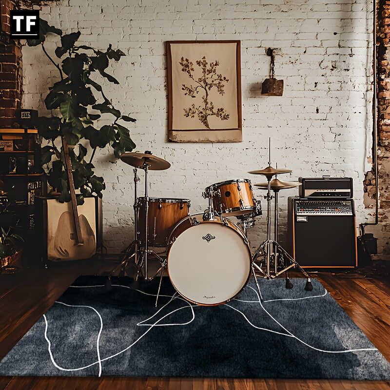 复古花纹架子鼓地垫无异味吸水耐脏音乐乐器地毯爵士鼓地毯影棚毯