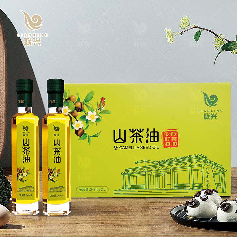 联兴纯正山茶油压榨一级物理压榨冷榨孕产妇月子油248mllx2瓶包邮
