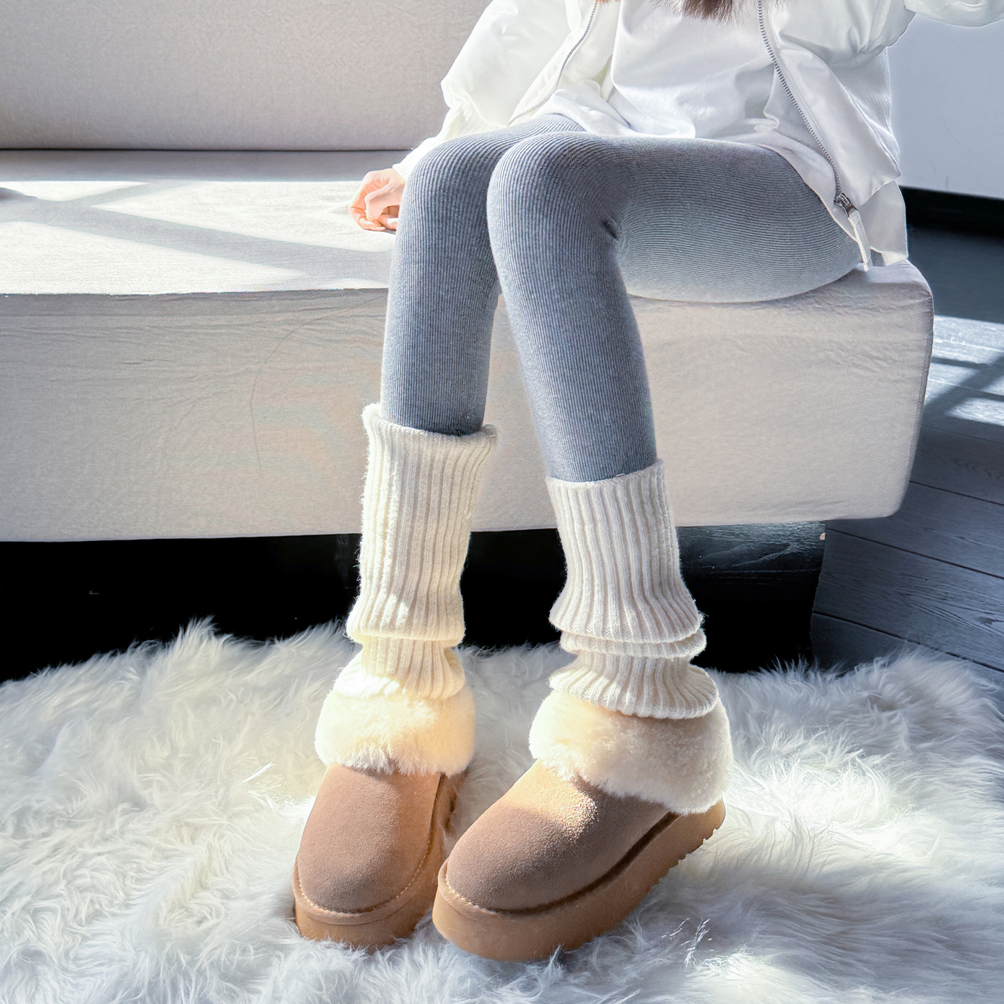 真皮羊毛厚底雪地靴半包拖女2025冬季新款保暖加绒短靴毛毛棉鞋