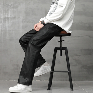 清仓硬裤子涂层195高个子牛仔裤加长120CM硬面刷蜡面长裤子