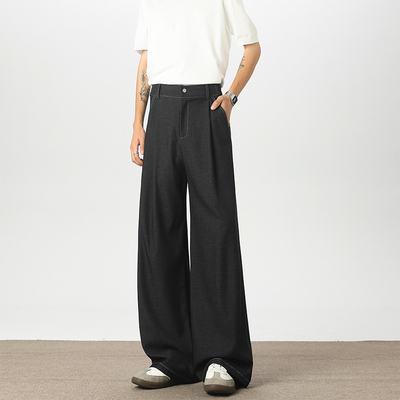 薄款阔腿拖地牛仔男裤120CM