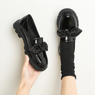 新款儿童鞋豆豆女童鞋子公主演出小皮鞋黑色春秋软底单鞋jk英伦风