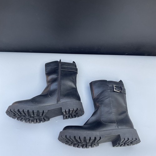 粗跟网纱中筒靴侧拉链女靴时尚