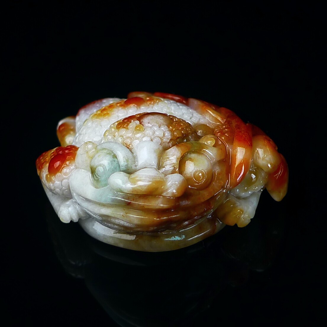缅甸翡翠A货红翡金蟾小摆件玉石