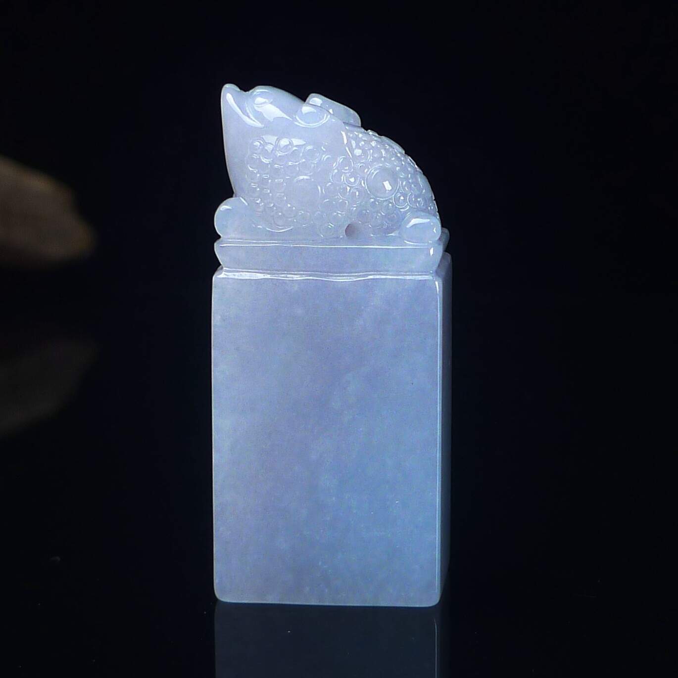 缅甸天然翡翠A货金蟾印章腰章玉石 浅紫翡翠金蟾印章 篆刻代刻字