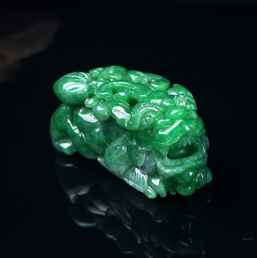 缅甸天然翡翠A货绿貔貅玉石挂件
