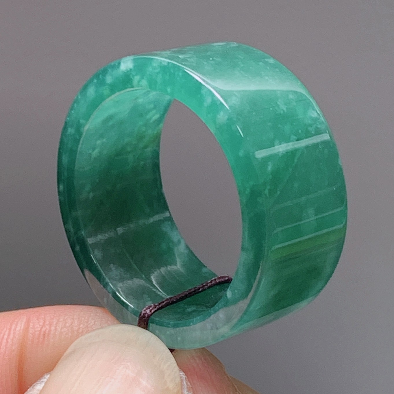 天然翡翠A货扳指戒指玉器指环 冰透油绿翡翠扳指指环玉石戒指