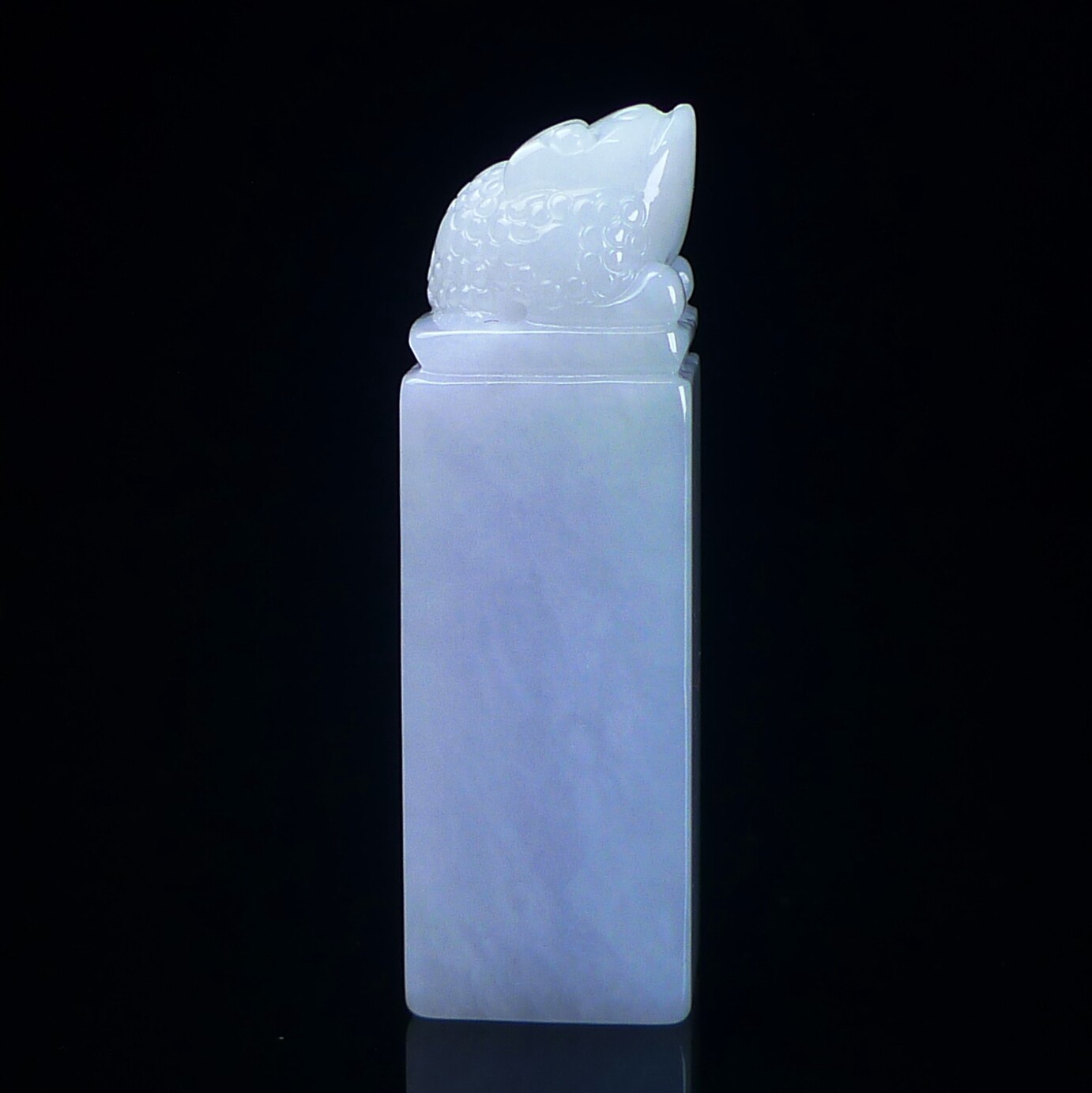 缅甸天然翡翠A货印章玉石引首章 冰润浅紫翡翠金蟾印章篆刻代刻字