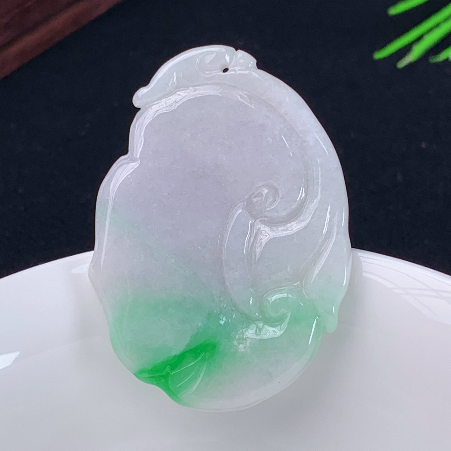 缅甸天然翡翠A货春带彩如意玉石