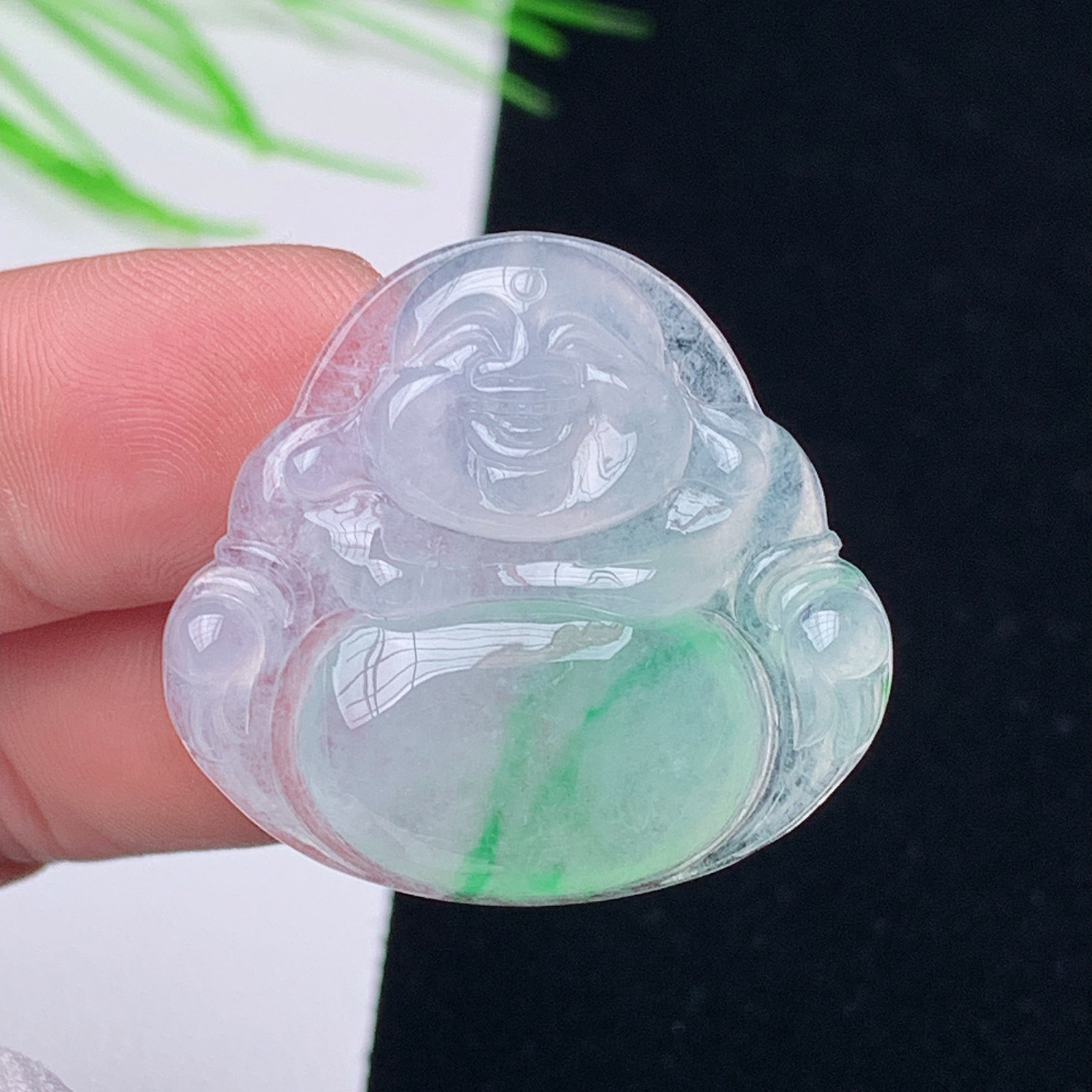 缅甸翡翠天然A货弥勒佛飘阳绿