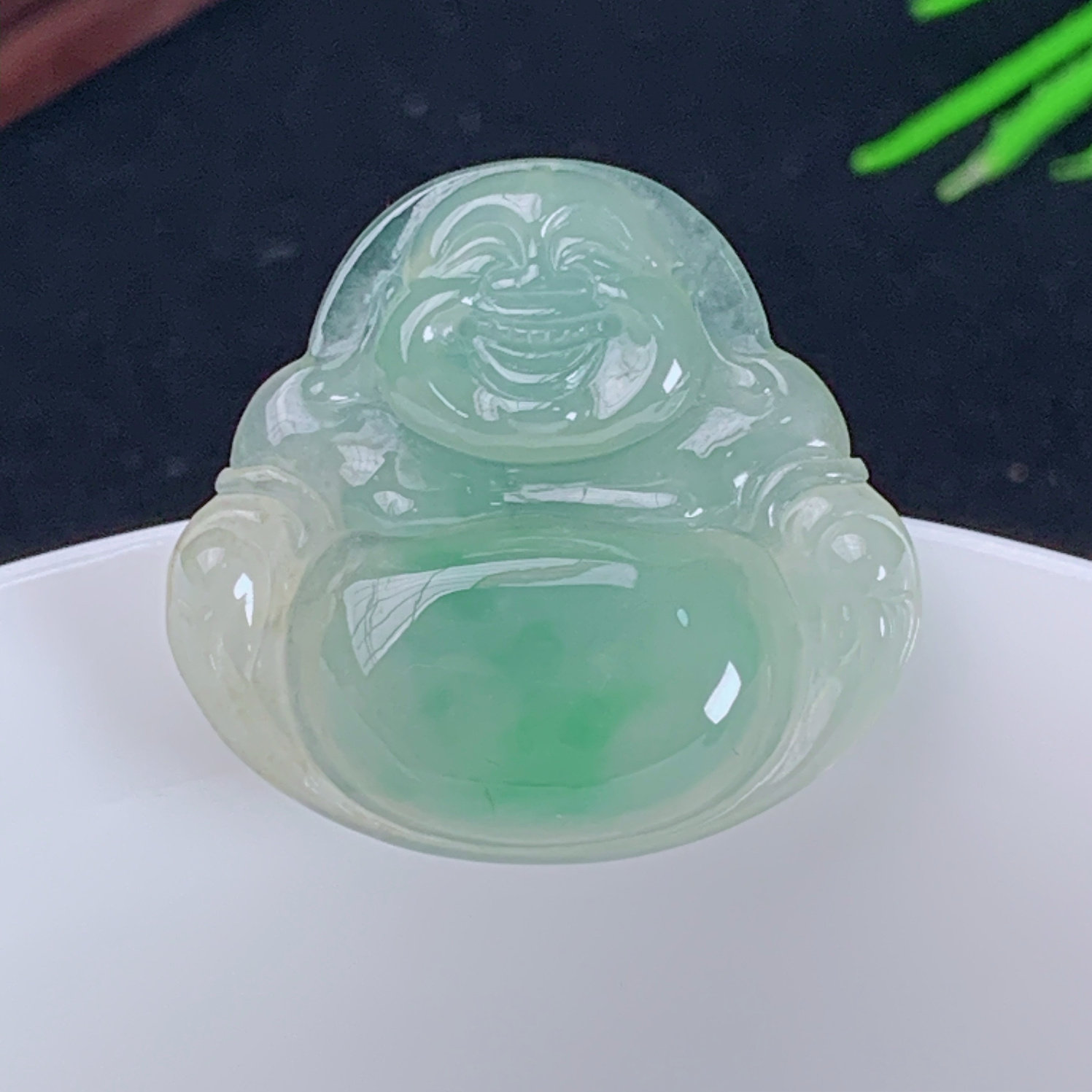 佛公玉石佛光普照天然翡翠弥勒佛