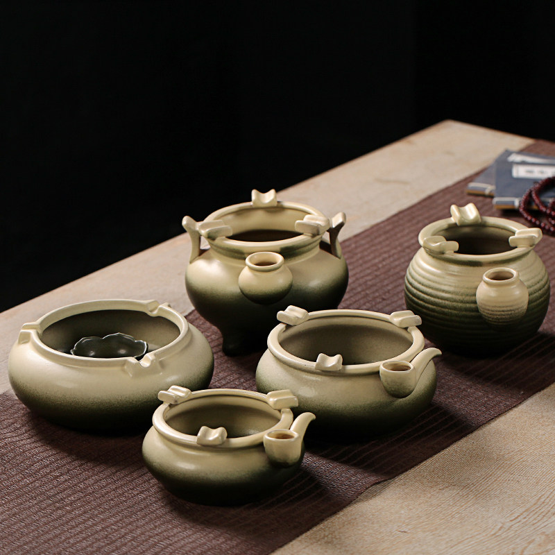 陶瓷烟灰缸复古创意个性时尚防风飞灰客厅办公室家用酒店烟灰缸