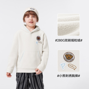 伯希和新款抓绒衣户外保暖套头卫衣男女童摇粒绒外套休闲连帽卫衣
