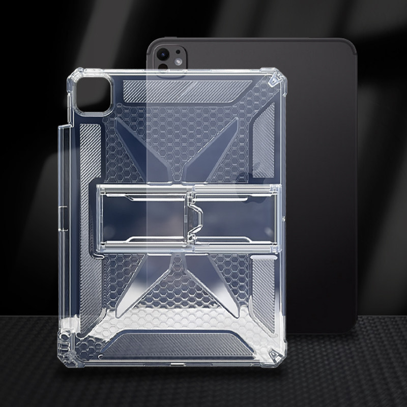 适用2024iPad Pro11平板支架保护套 iPad10便携隐形支架壳 Air7支架保护壳桌面支撑 收纳笔mini7透明防摔