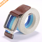 韩版 带 裤 新款 百搭青年学生休闲双环扣帆布腰带编织皮带潮流男女式