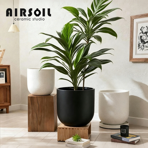 AIRSOIL黑色大口径花盆落地绿植