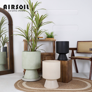 AIRSOIL简约镁泥花盆大口径高脚花盆杯型户外室内绿植摆件
