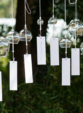 透明玻璃风铃定制白色卡纸白线白珠风景区送朋友同学婚礼结婚装饰