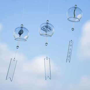 国风竹子简约玻璃风铃创意生日礼物阳台小挂饰户外手工车载挂件