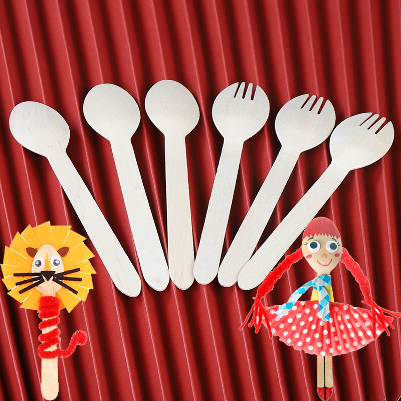 绘画涂鸦木勺 幼儿园儿童手工美术创意diy材料小木勺子木叉子木刀