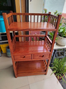 缅甸花梨木大果紫檀餐边柜实木茶水柜小书架实木中式多功能边柜