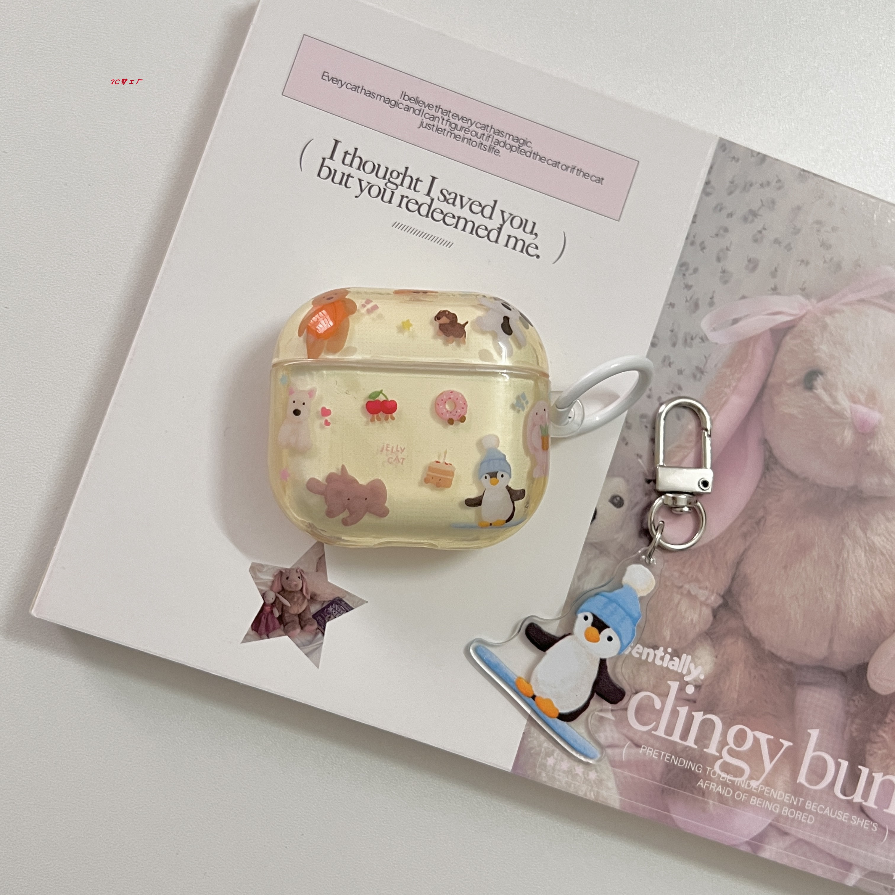 适用苹果耳机保护套airpods pro3卡通可爱小熊企鹅airpods pro二三代airpods4降噪耳机套无线蓝牙ipods耳机包图片