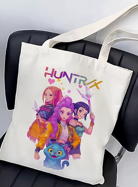 KPOP猎魔女团帆布包HUNTR/X欧美女包手提袋时尚环保袋外出单肩包