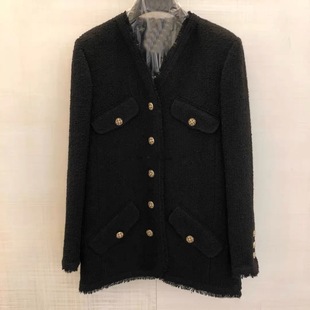 小香风外套女Y0035 新手工坊黑色明星中长款 WAN.W工作室 22春季