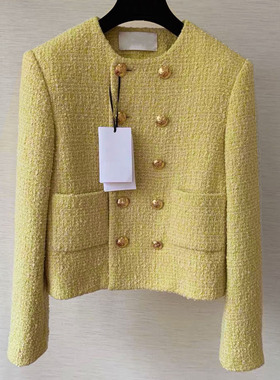 WAN.W工作室  ce家羊毛圆领双排金扣小香风外套女 短Y0023