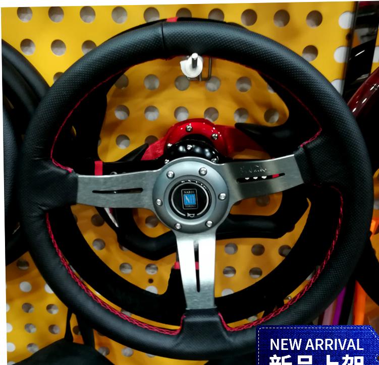 通用14磨砂中竞速/真皮13方向盘方向寸改装汽车翻皮Nd赛车凹/寸盘
