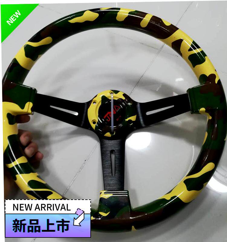 方向拆改装盘方向14通用迷彩寸快盘楠木竞技赛车底座汽车运动复古