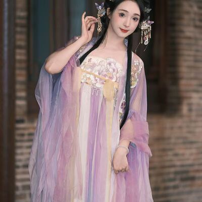 原创汉服新款齐胸汉元素破烂大袖