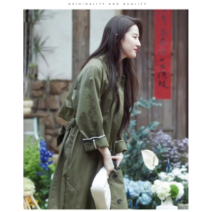 玫瑰的故事黄亦玫刘亦菲明星同款风衣女文艺风中长款宽松工装外套
