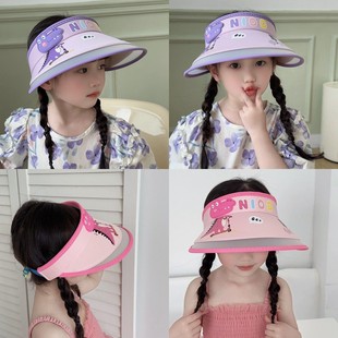 防晒帽宝宝卡通空顶凉帽男女童防紫外线太阳帽 儿童夏季 遮阳帽薄款