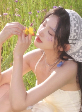 法式蕾丝三角巾新款超仙头巾法式少女白色甜美纱巾飘带夏季丝巾女