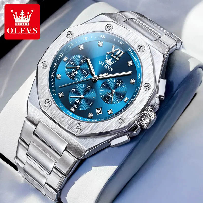 欧利时品牌手表新款钢带多功能高中生石英表商务男款手表男表