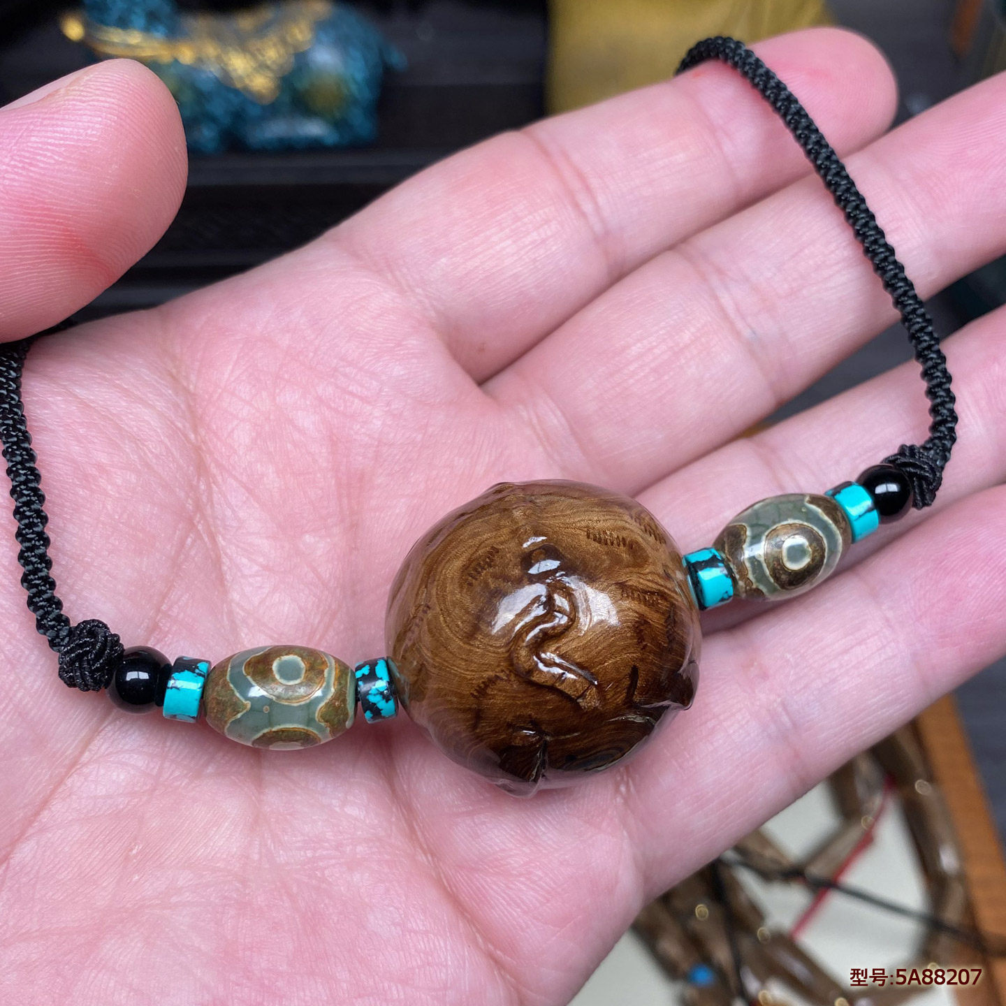 天然海柳保真销骨链天珠项链手工编织绳链男女复古民族风挂件百搭