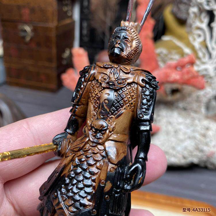 保真天然海柳血柳文玩摆件办公室家里收藏级精雕悟空齐天大圣猴子
