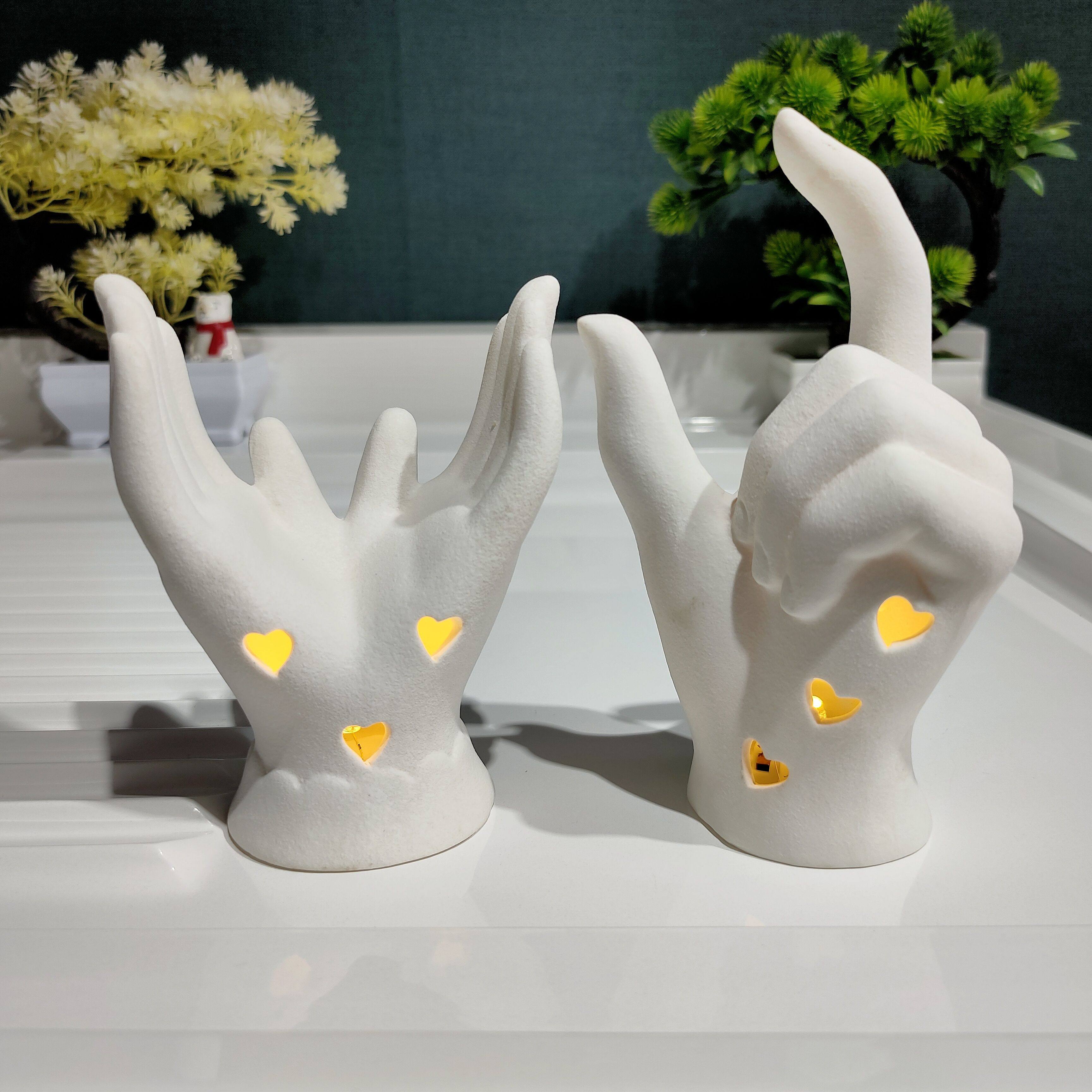 新品陶瓷手势小夜灯摆件两款可选高度12.5/16/非偏满23包邮部分瑕