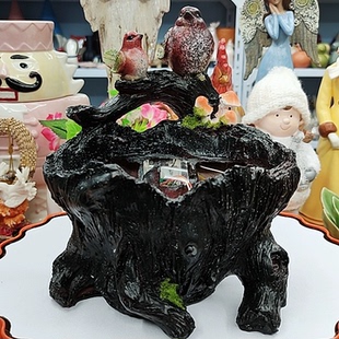 新品树脂人体感应小鸟夜灯鸣叫声花盆摆件/非偏满23包邮部分瑕