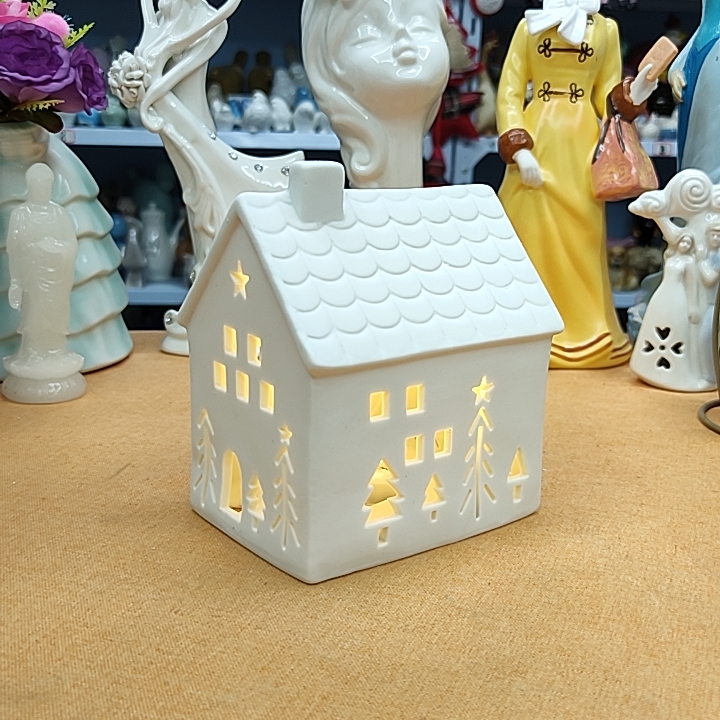 新品高温白瓷高透夜灯房子摆件长11宽8.5高13/非偏满23包邮部分瑕