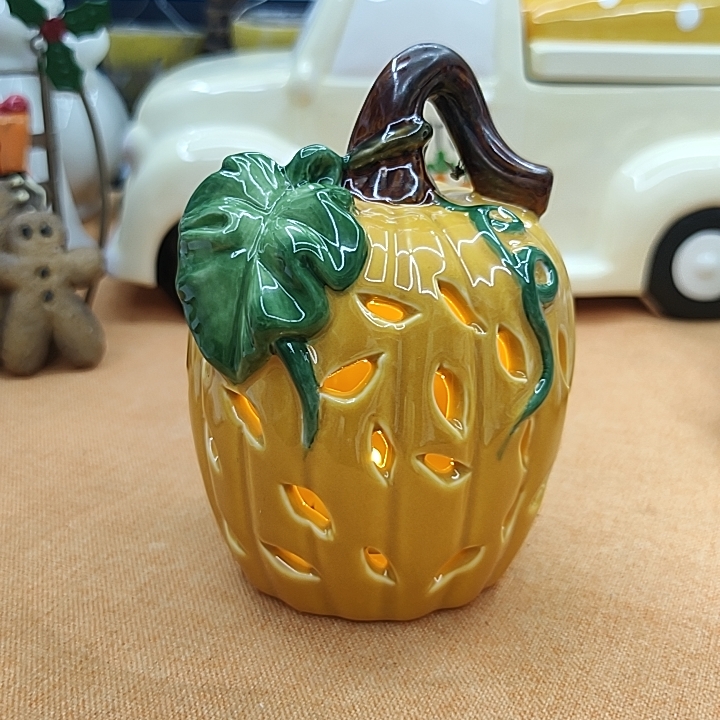 新品高温瓷南瓜夜灯摆件高10.5宽8/非偏满23包邮部分瑕