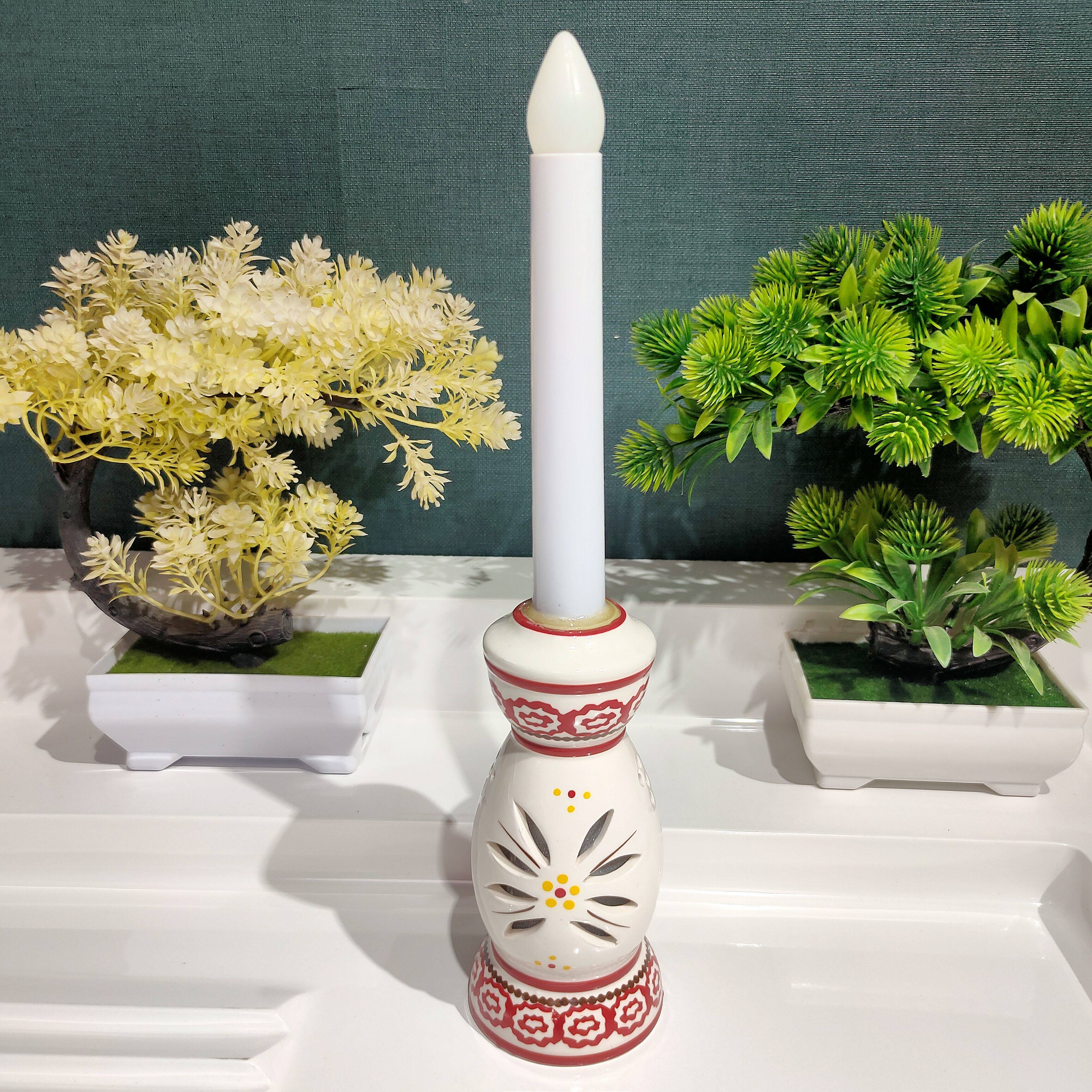 新品陶瓷烛台夜灯摆件高度30底部两节5号电池/非偏满23包邮部分瑕