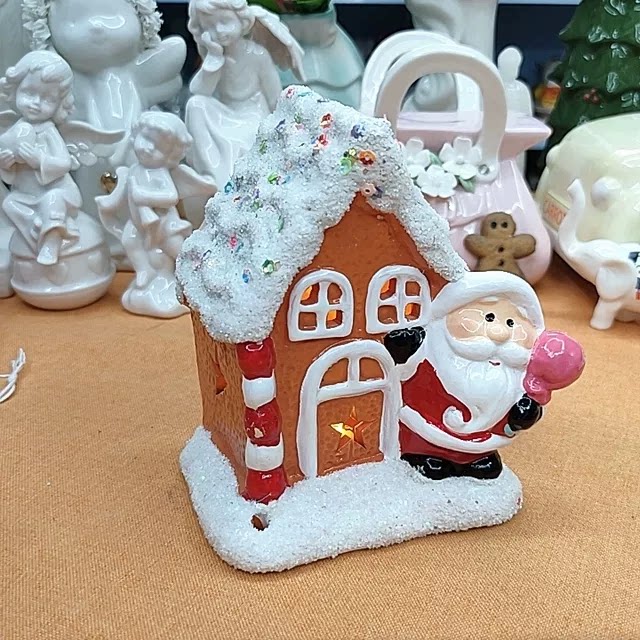 新品陶瓷圣诞老人房子夜灯摆件/非偏满23包邮部分瑕