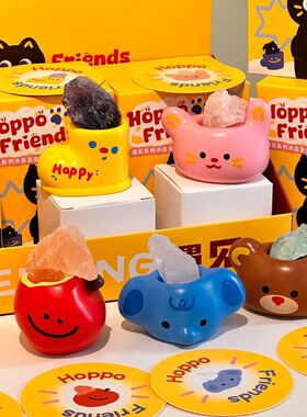 小红书同款Hoppo Friends遇见水晶盲盒潮玩桌面多巴胺摆件树脂