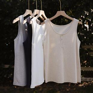 棉背心亲肤修身 K天丝亚麻打底衫 设计感无袖 新款 百搭吊带 女夏季