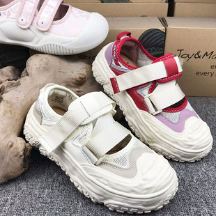 jm快乐玛丽女鞋春夏款镂空帆布鞋一脚蹬休闲懒人鞋时尚老爹鞋子