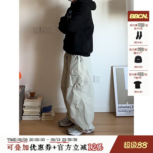 美式复古多口袋抽绳速干伞兵裤