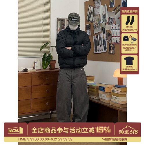美式复古潮流水洗工装裤