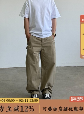 BBCN STORE美式复古弯刀裤工装裤2025新款纯棉宽松阔腿休闲裤子